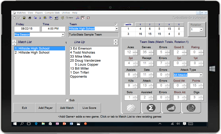 Volleyball Stat Software